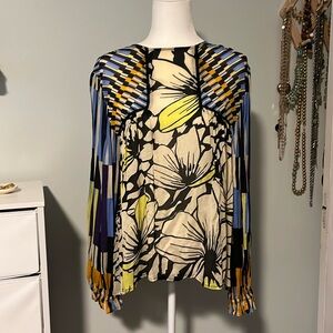 Anthropologie MIRANDA PEASANT size M Floral Abstract Blouse